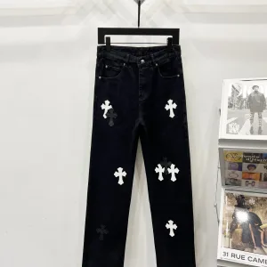 Chrome Hearts Jeans replika lyx super klon Orange Läder Fårskinn