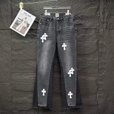Chrome Hearts Jeans replika lyx super clone Vit Svart Läder