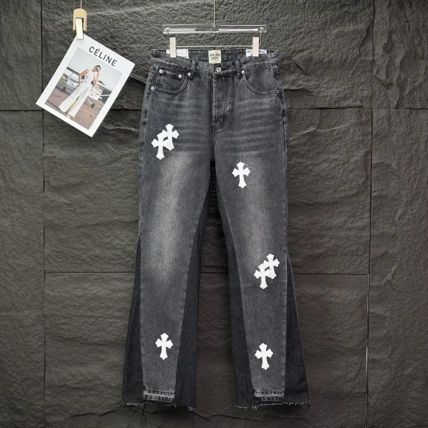 Chrome Hearts Jeans replika lyx super clone Vit Svart Läder