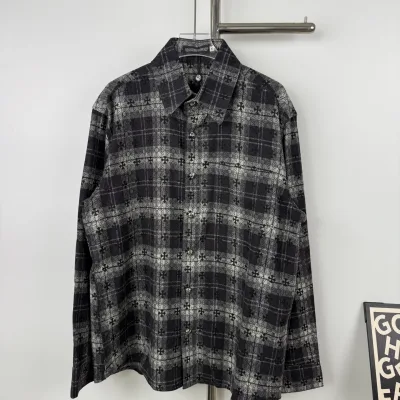 Chrome Hearts långärmad replika lyxig svart bomullsläderpläd
