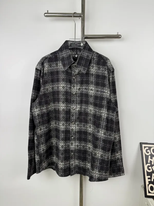 Chrome Hearts långärmad replika lyxig svart bomullsläderpläd
