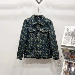 Chrome Hearts Shirt replika lyx Silver White Denim Bomull Logotyp