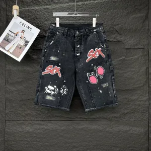 Chrome Hearts Shorts replica lyx 1:1 Black Denim Washed Hand