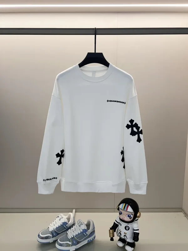 Chrome Hearts Sweatshirt replica lyx Svart Vit Bomull Läderbroderi