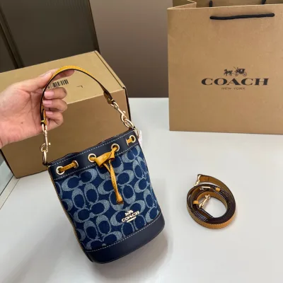 Coach Bucket Bag Replik Super Klon Kordelzug Demsey Jacquard Flugzeug