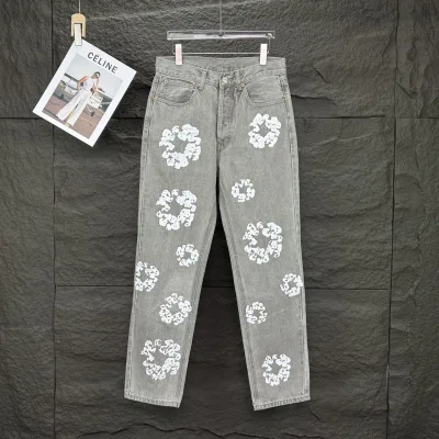 Denim Tears Jeans replika lyx Svart Blå Tvättad Perfekt Is