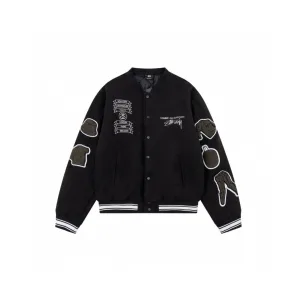 Dg Jacka replica super clone Ull Läder Broderad Broderi Is