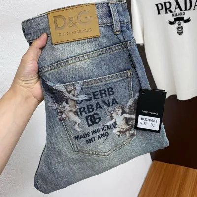Dg Jeans replica lyx Svart Grå Läder Denim Logo tvättad