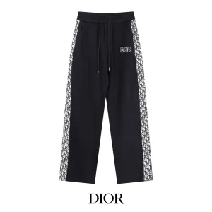 Dior Casual Pants replika lyxig svart vit broderilogodesign