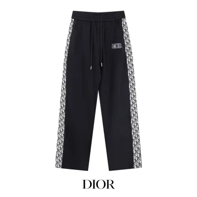 Dior Casual Pants replika lyxig svart vit broderilogodesign