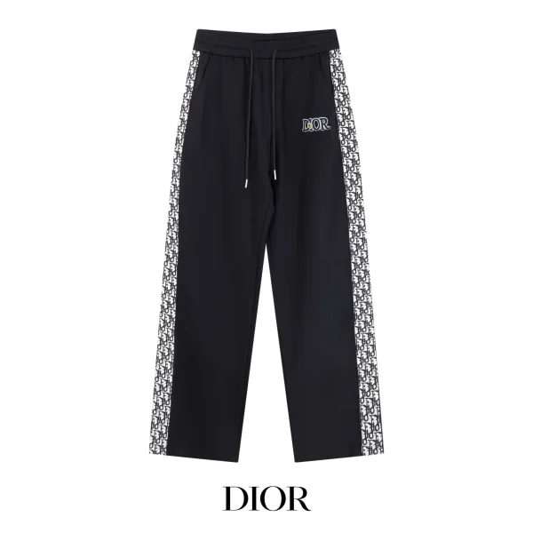 Dior Casual Pants replika lyxig svart vit broderilogodesign