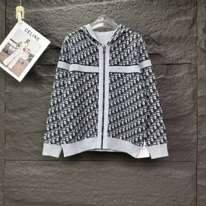 Dior Coat replika lyx super klon Gr?£¤ bomullslogotyp tryckt
