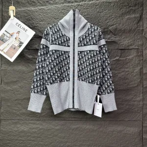 Dior Coat replika lyx super klon Gr?£¤ bomullslogotyp tryckt