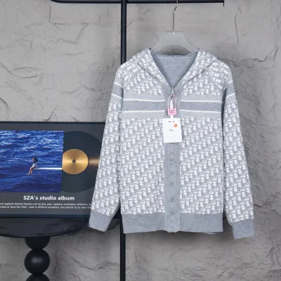 Dior Jacka replika lyx Marinvit Wool Cashmere Monogram Logotyp