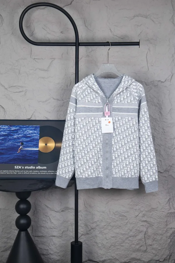 Dior Jacka replika lyx Marinvit Wool Cashmere Monogram Logotyp