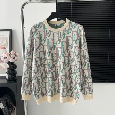 Dior Skjorta replika lyx Stickad Logo Tröja Tyg Any Fit