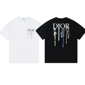 Dior Kortärmad replika lyx Svart Vit Bomull Original Official
