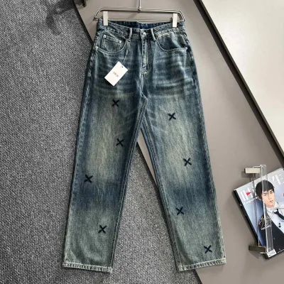 Dior Byxor replika lyx Denim Bomull Par Everyday Wear Rak