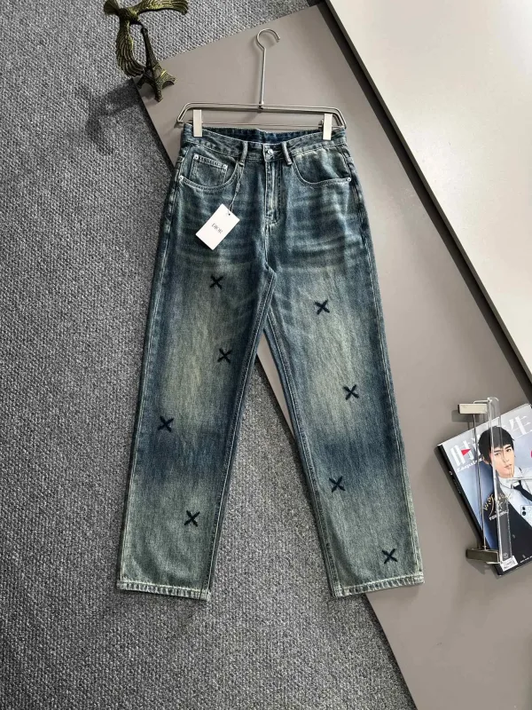 Dior Byxor replika lyx Denim Bomull Par Everyday Wear Rak