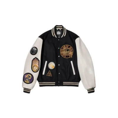 Dries Van Noten Jacka replika lyx Läder Denim Broderi Broderad