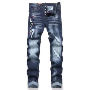 Dsquared2 Jeans replika super klon Bomull Denim Broderad Ripped Premium