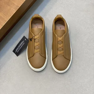 Ermenegildo Zegna Sneakers Replik 1:1 Rotbraunes Leder Rindsleder Kalbsleder