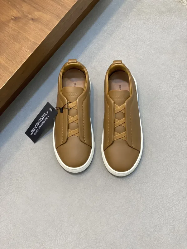 Ermenegildo Zegna Sneakers Replik 1:1 Rotbraunes Leder Rindsleder Kalbsleder