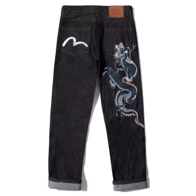 Evisu Shirt replica 1:1 Black Denim Broderade Broderi Jeans På