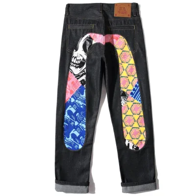 Evisu Shirt replika 1:1 lyxiga jeans broderade jeans på Is