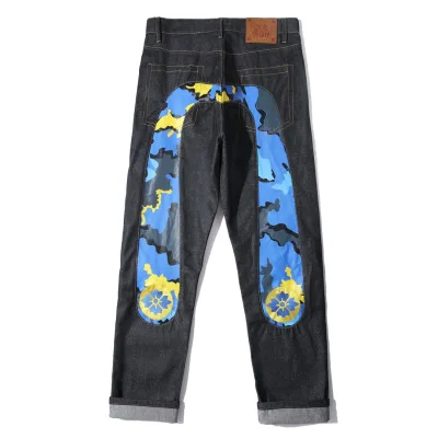 Evisu Skjorta replika lyx Denim Kamouflage Broderade Jeans På Is