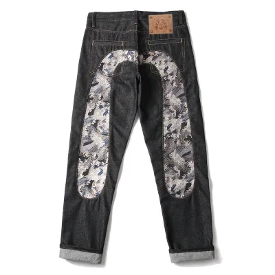 Evisu Skjorta replika lyxiga Denim Broderade Broderi Jeans På Is