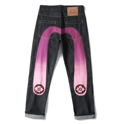 Evisu Skjorta replika lyxiga Denim Gradient Broderade Jeans On Of