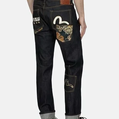 Evisu Trousers replica 1:1 Denim Broderade Broderi Byxor Store On