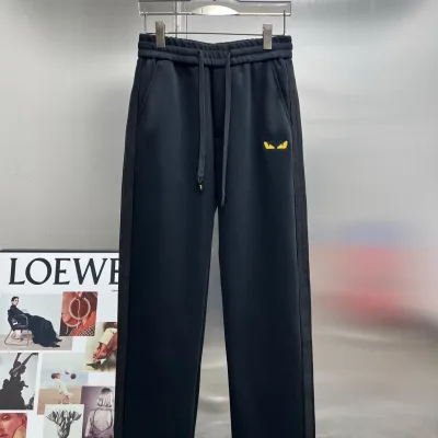 Fendi Casual Pants replika 1:1 svart grå broderad logotyp höst