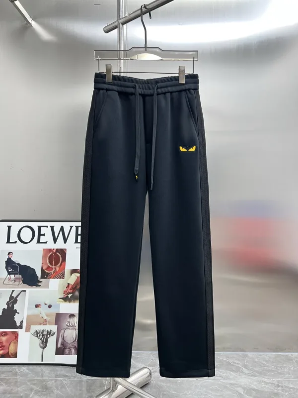 Fendi Casual Pants replika 1:1 svart grå broderad logotyp höst