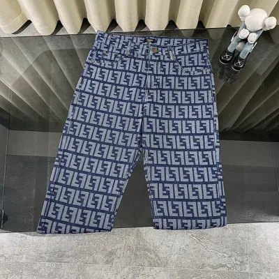 Fendi Jeans replika lyx tvättad logotyp Original Stretch Double All