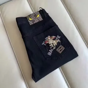 Fendi Jeans replika super klon Broderad Tvättad Tillgänglig Original Stretch