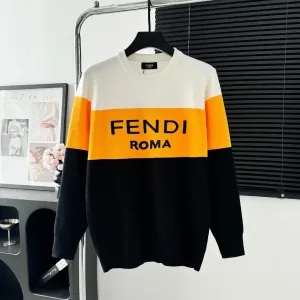 Fendi Skjorta replika 1:1 Stickad Logo Tröja Tyg Passar efter