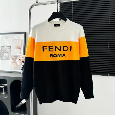 Fendi Skjorta replika 1:1 Stickad Logo Tröja Tyg Passar efter