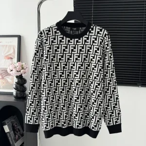 Fendi Shirt replika 1:1 Stickad Logo Sweater är tyg mångsidig