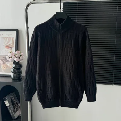 Fendi Shirt replika super klon Black Knit Logo är präglad