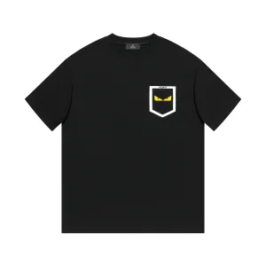 Fendi Short Sleeve Replica 1:1 White Black Cotton Top Of