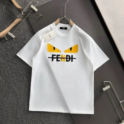 Fendi Short Sleeve replica super clone Black White Cotton Is