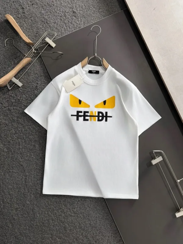 Fendi Short Sleeve replica super clone Black White Cotton Is