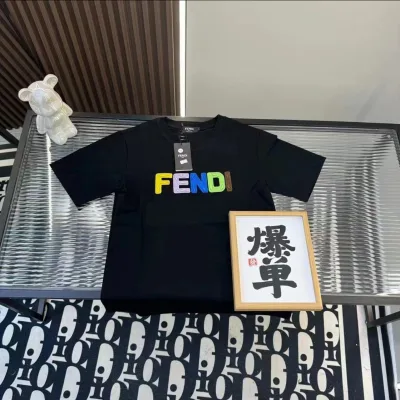 Fendi Short Sleeve replica super clone Black White Cotton Is