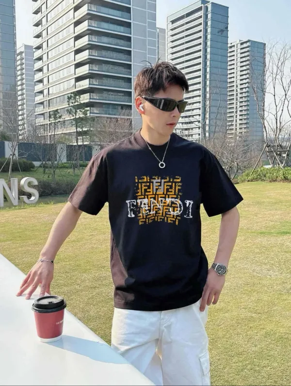 Fendi Short Sleeve replica super clone Black White Cotton Is