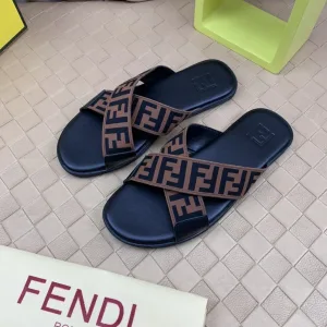 Fendi Hausschuhe Replik Super Klon Luxus Leder Logo Original Sohle