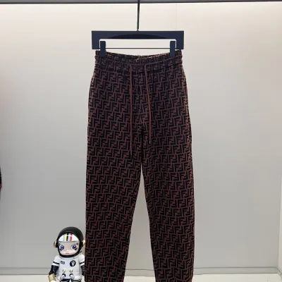 Fendi Sweatpants replika super klon Svart Grå bomull Monogram Logotyp