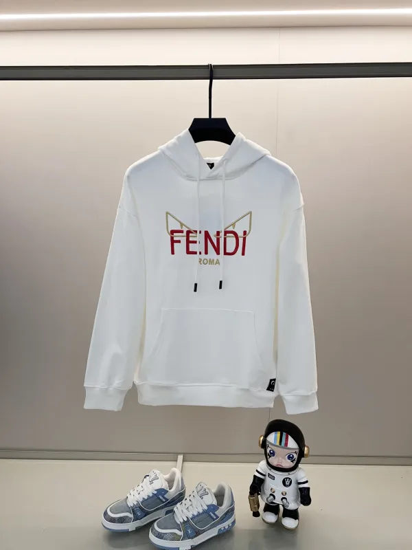 Fendi Sweatshirt replica 1:1 Black White Cotton Brodery Logo Pure