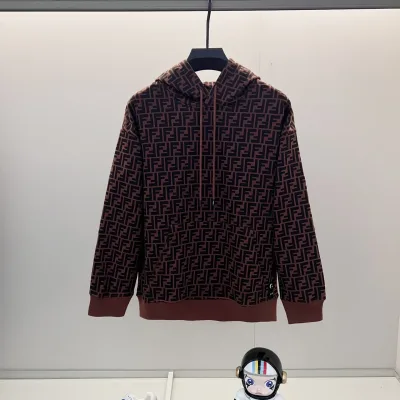 Fendi Sweatshirt replica lyx Svart Grå bomull Monogram Logo Pure